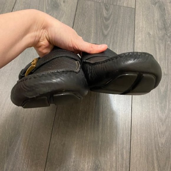 Prada Men's Black Textured Leather Driving Loafers Size 11.5 - Picture 8 of 14